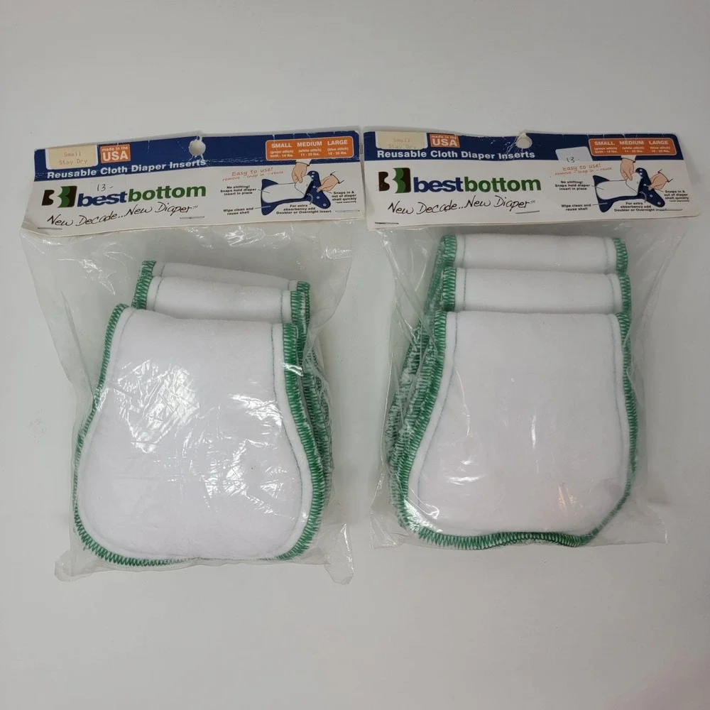 6 New Best Bottom Small Stay Dry Reusable Cloth Diaper Inserts ~ Up to 14 pounds